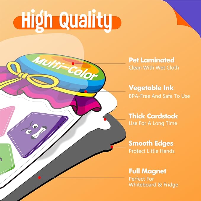 12 Pieces Magnetic Color Sorting Toys, 60 Color & Shape Magnets, Early Educational Sorting Set for Refrigerator Whiteboard Baby Toddlers Kids-BubblyBeeBaby