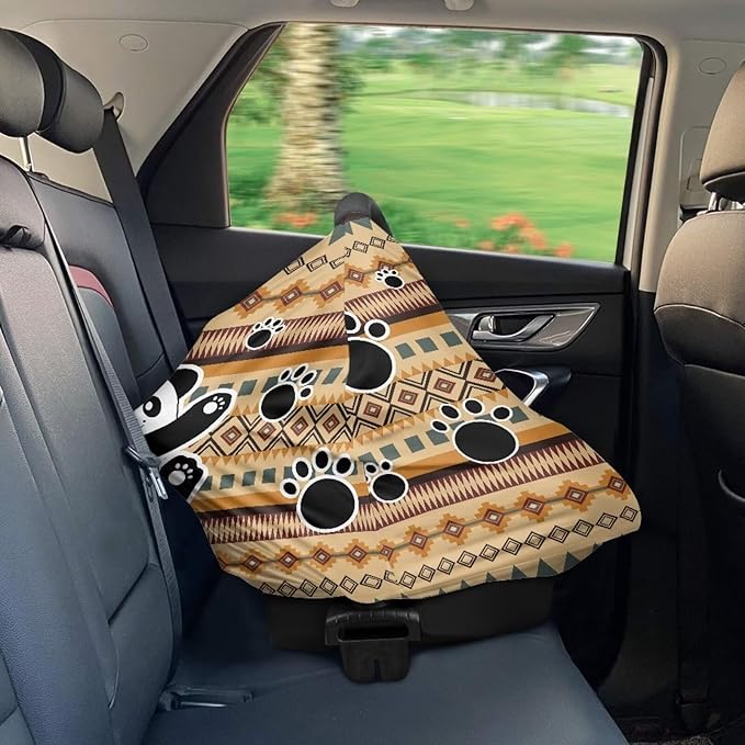 Binienty Breathable Car Seat Covers for Babies Newborns,Aztec Nation Panda Pattern Nursing Cover Breastfeeding Scarf Breathable Stroller Cover for Sun-BubblyBeeBaby