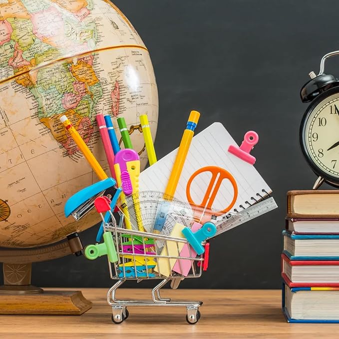 134pcs Mini Shopping Cart Basket Miniature Food Drink Bottle Supermarket Metal Handcart Toys Doll House Store Cosplay Game Dollhouse Grocery Fruit Cake Bread Party Trolley Model Dollar Bills-BubblyBeeBaby