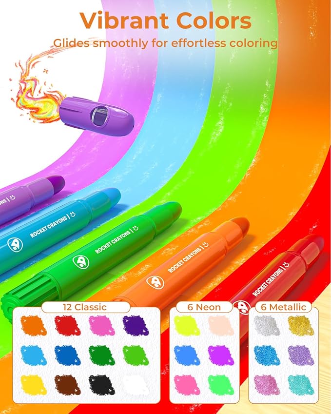 24 Colors Twist Crayons for Toddlers 1-3, Non-Toxic Washable Crayons for Ages 4-8 with Storage Bucket, Ultra-Silky and Easy to Hold Art Supplies, Ideal Coloring Gift for Boys and Girls-BubblyBeeBaby