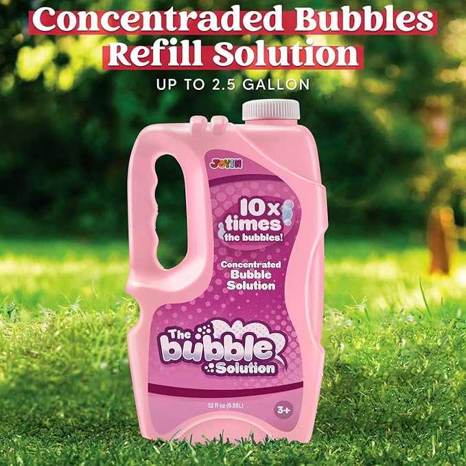 JOYIN 32 oz Bubble Solution Refills (Close to 1L/ 2.5 Gallon), Concentrated Solution for Bubble Machine, Wands, Blower, Easter (Pink)-BubblyBeeBaby