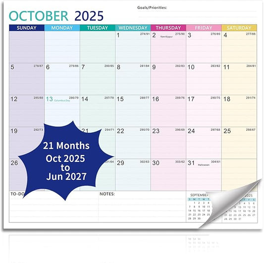 2025-2027 Magnetic Fridge Calendar 21 Monthly Magnetic Calendar for Refrigerator Planner Runs from October 2025 Until June 2027 Easy Organizing Markers Tearable (Multicolor)-BubblyBeeBaby