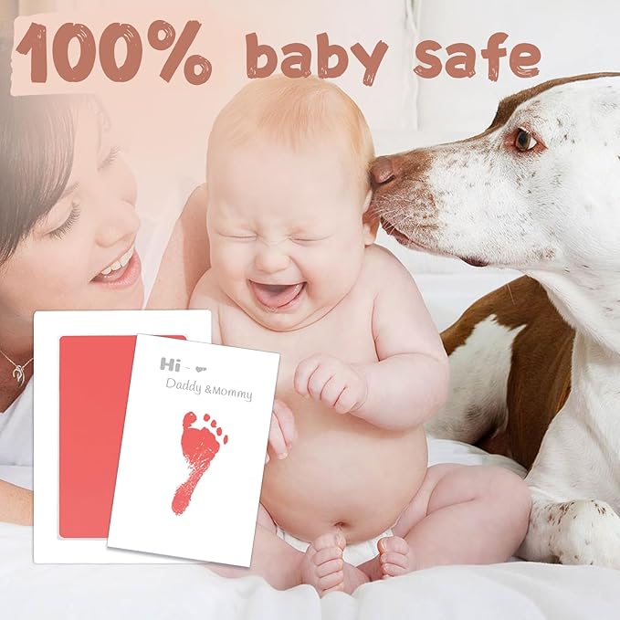 Inkless Baby Hand and Footprint Kit,Clean-Touch Ink Pad Kit,Safe No Mess Printing Infant Hand Foot Stamp,4 Pack Newborn Inkless Print Pads Best Keepsake or Gifts for Family-BubblyBeeBaby