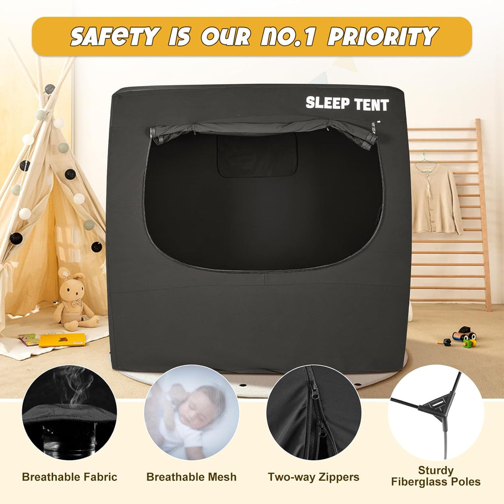 BORNA Pack N Play Blackout Cover for Littles, Baby Sleep Pod, Full Size Crib Blackout Cover Blocks 90%+ Light, Breathable Baby Sleep Tent, Lightweight and Portable Crib Night Cover for Travel