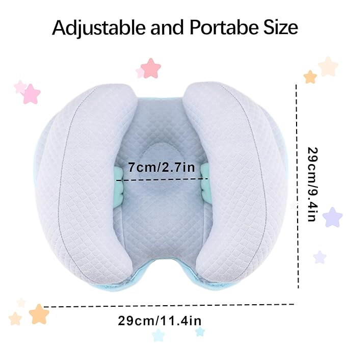 Baby 2 in 1 Travel Cushion, Banana Shape Baby Neck Head Support Travel Pillow Stroller Insert Cushion for Kids, Toddler, Blue-BubblyBeeBaby
