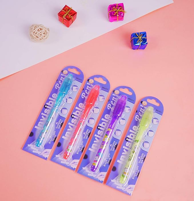Invisible Ink Pen 24Pcs Spy Pen with UV Light Magic Marker Kid Pens for Secret Message and Birthday Party,Writing Secret Message for Easter Day Halloween Christmas Party Bag Gift-BubblyBeeBaby