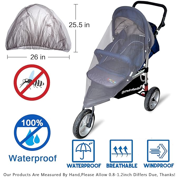 Mosquito Net for Stroller - Grey Sun Shade Protection Infant Stroller Mosquito Net and Car Seat - 2Pack Portable Bug Netting (Grey)-BubblyBeeBaby
