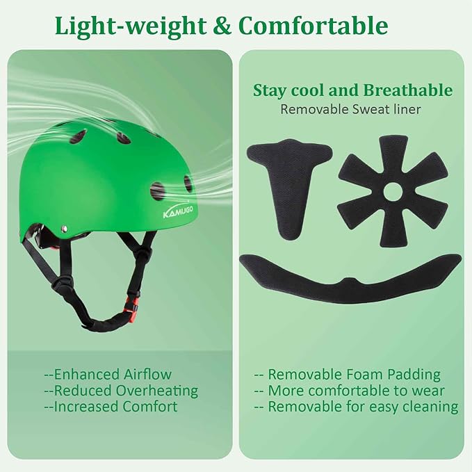 KAMUGO Kids Adjustable Helmet, with Sports Protective Gear Set Knee Elbow Wrist Pads for Toddler Age 2-8 Boys Girls, Bike Skateboard Hoverboard Scooter Rollerblading Helmet Set-BubblyBeeBaby