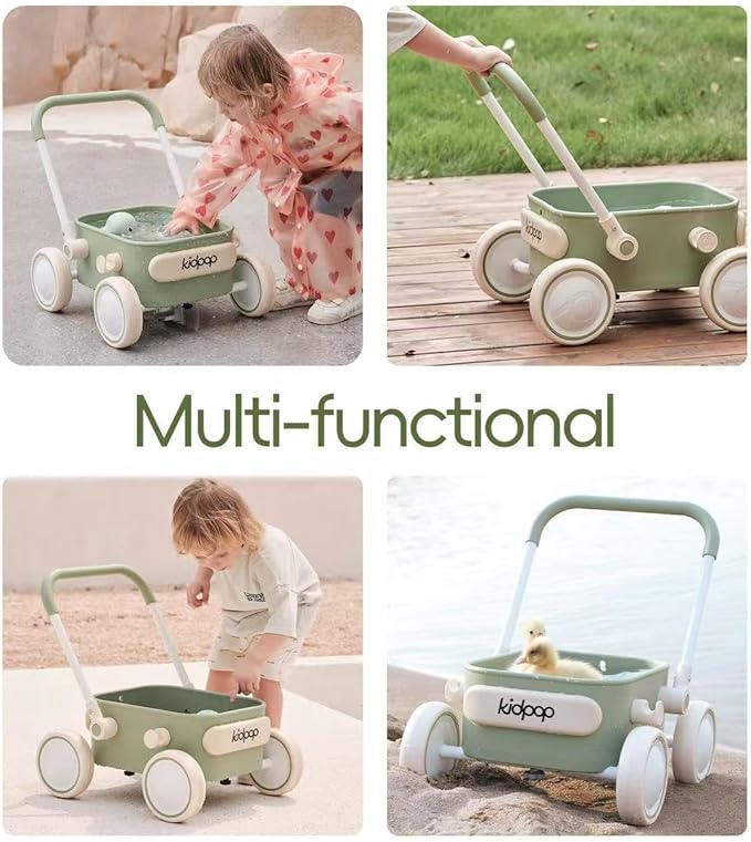 Kidpop PULA 2-in-1 Push and Pull-Along Wagon, Baby Push Walker for First Learner from 7 Month to 4 Year, One Year Birthday Gifts, Sturdy and Safe, Indoors and Outdoors (Blue)-BubblyBeeBaby