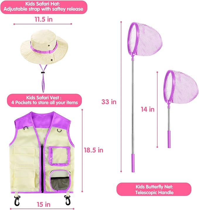 INNOCHEER Explorer Kit & Bug Catcher Kit for Kids Outdoor Exploration for Boys Girls 3-12 Years Old (Purple)-BubblyBeeBaby