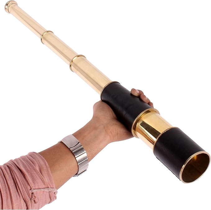 24" Handheld Nautical Brass Telescope with Wooden Box - Pirate Collectibles.-BubblyBeeBaby