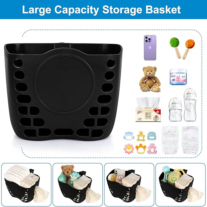 Accmor Stroller Cup Holder Basket, Universal Cup Holder, Bike Bottle Holder, 360° Rotatable Large Caliber Drinks Holder for Stroller, Bike, Wheelchair, Walker-BubblyBeeBaby