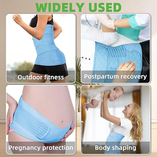 2 in 1 Postpartum Belly Band Wrap Blue, C-Section Support Belt X-Large, Post Partum Support Recovery Waist/Pelvis Belt, Hysterectomy Belly Band Binder Girdle Stomach-BubblyBeeBaby
