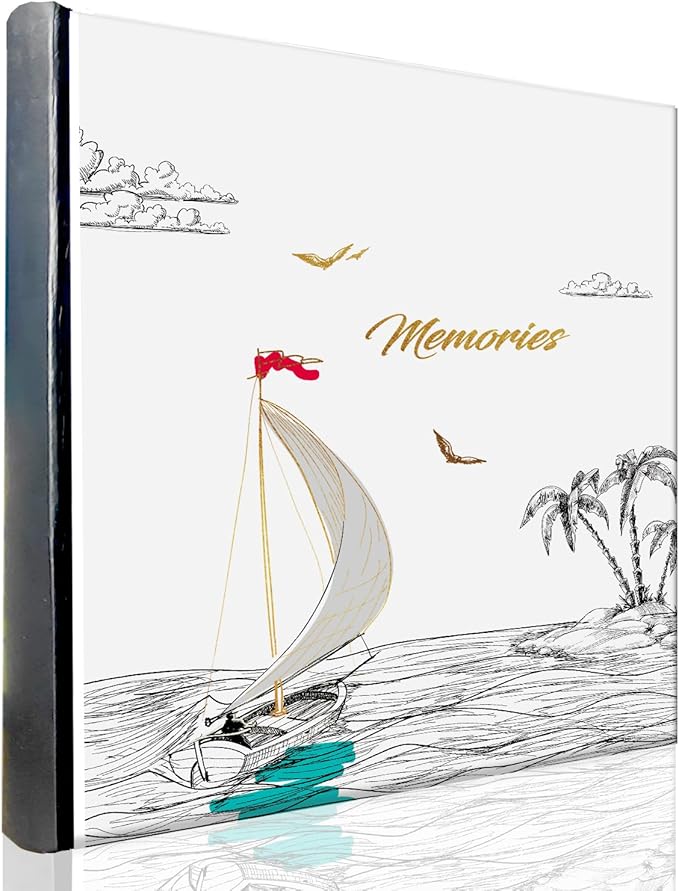 Holoary Photo Album 4x6 200 Photos Two Pictures Per Page, Memo Writing Area for Each Pocket, 200 Pockets 4”x6”, Printed Book Cover Travel Design Natural Beach Vacation Honeymoon Memories-BubblyBeeBaby