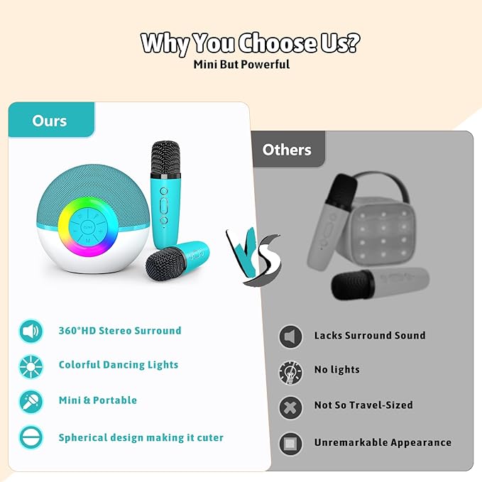 Karaoke Microphone Machine Toys for Kids Adults, Mini Portable Bluetooth Speaker with 2 Wireless Mics, Christmas Birthday Gifts for Boys Girls Ages 3 4 5 6 7 8 9 10 11 12+ Year (Green)-BubblyBeeBaby