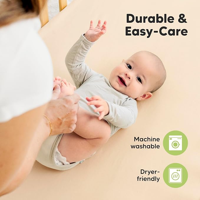 KeaBabies 2-Pack Organic Crib Sheets for Boys, Girls - 52x28 Fitted Crib Mattress Sheet Neutral, Breathable Jersey Cotton Cover for Baby Bed, Toddler Mattress, Soft & Cute Prints (Pecan)-BubblyBeeBaby