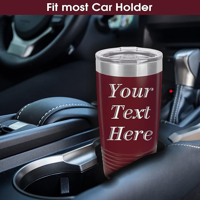 iProductsUS Personalized Tumbler with Slider Lid, Stainless Steel 20 oz Coffee Mug Engrave Names, Vacuum Insulated Custom Cup, Gift Idea for Dad, Husband, Him (Maroon)-BubblyBeeBaby