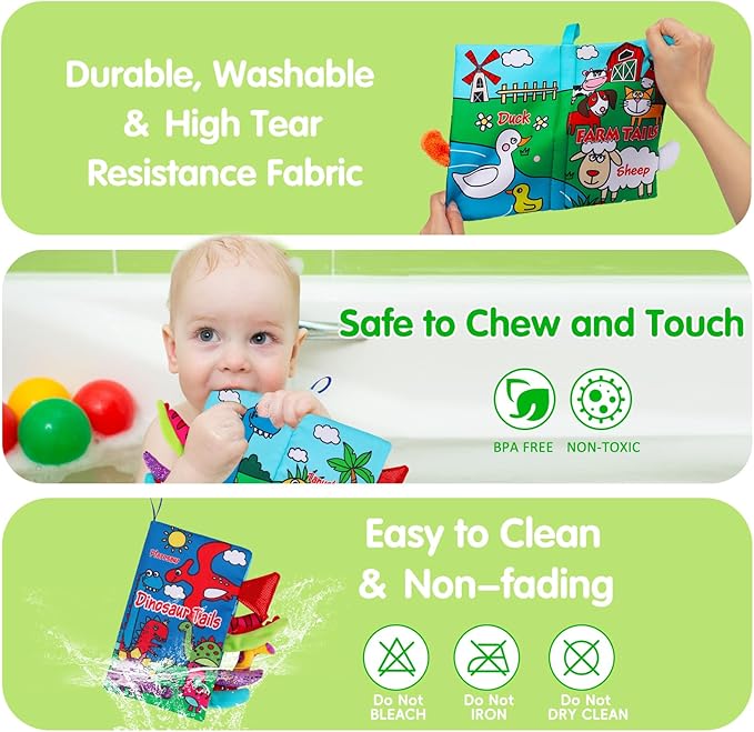 2 PCS High Contrast Crinkle Baby Books 0-6 Months Interactive Sensory Baby Toys 9-12 Month Montessori Activities Touch Feel Infant Book 0-3-6 Month Car Seat Travel Essentials Newborn Development Gift-BubblyBeeBaby