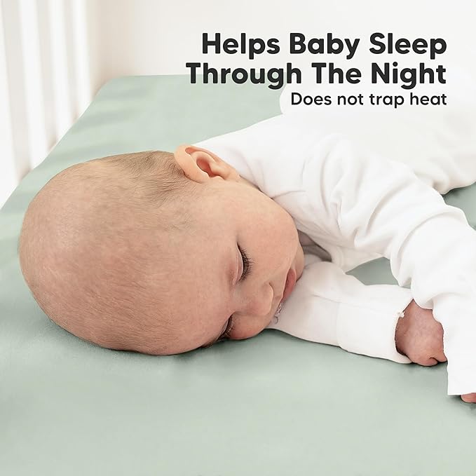 KeaBabies 2-Pack Organic Crib Sheets for Boys, Girls - 52x28 Fitted Crib Mattress Sheet Neutral, Breathable Jersey Cotton Cover for Baby Bed, Toddler Mattress, Soft & Cute Prints (Sage)-BubblyBeeBaby