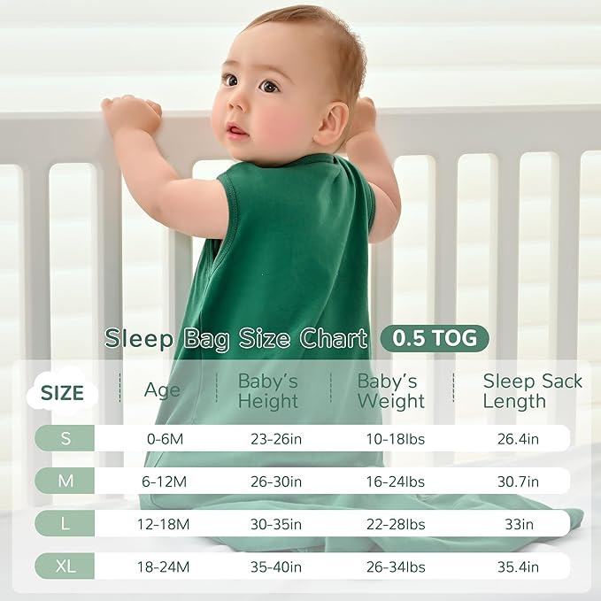 JELLYMONI Baby Sleep Sack 18-24 Months 100% Cotton Wearable Blanket, 0.5 TOG Soft Lightweight Toddler Sleeping Sack 3 Pack 2-Way Zipper Newborn Sleep Sacks-BubblyBeeBaby