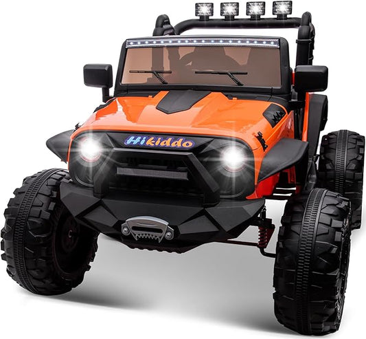 24V 9Ah Ride on Toy for Big Kids, 4WD 2 Seater Ride on Car Truck with Remote Control, 4x200W Motor - Orange-BubblyBeeBaby