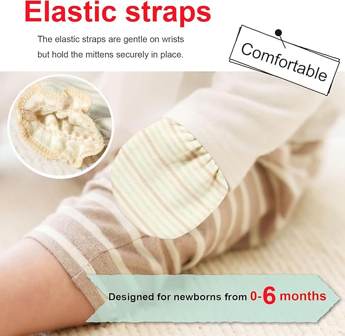 Newborn Mittens No Scratch 100% Cotton Mitts Boy Girl baby mittens 0-6 months 6 Pack-BubblyBeeBaby