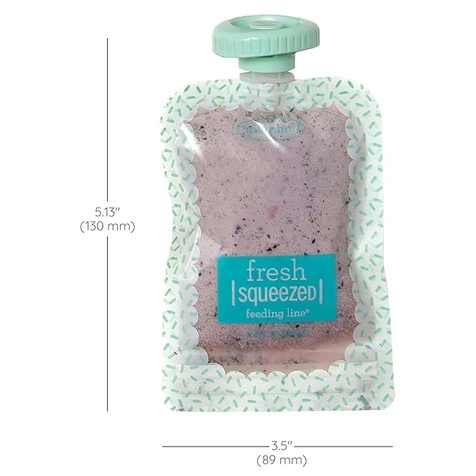 Infantino Reusable Squeeze Pouches for Homemade Baby Food, 3.5 oz, Pack of 25 - BPA, PVC, and Phthalate-Free, Freezer-Safe, with Clear Window and Labeling Space-BubblyBeeBaby