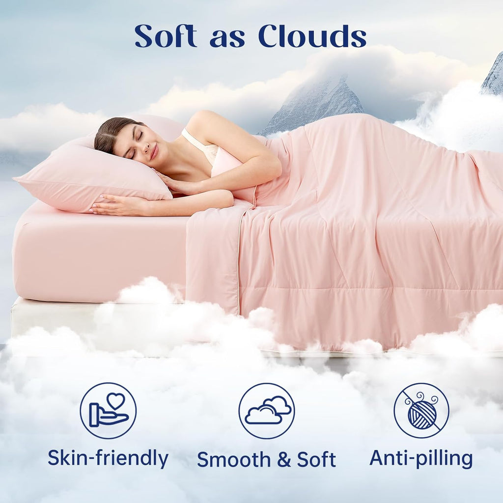 Dream Valley® Outlast® Deepsleep Cooling Comforter, Throw Size, NASA-Grade Space Technology Cooling Blanket for Hot Sleepers Night Sweats, Q-Max > 0.45 Aerocool™ Breathable, Pink Blush, 60"x80"