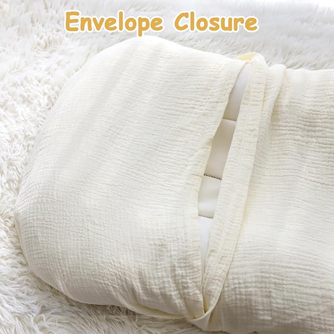 Hooyax Baby Lounger Cover 2 Pack - 100% Muslin Cotton Newborn Lounger Pillow Covers Only, Soft Breathable Infant Lounger Cover with Reinforced Stitching, Fits Most Standard Baby Loungers (Grey Cream)-BubblyBeeBaby