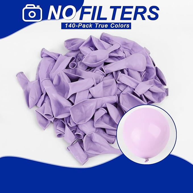 140pcs Makani Purple Round Balloons Different Sizes 18 12 10 5 Inch Latex Balloons for Arch Decoration Party Balloon Kit for Graduation Birthday Party Wedding Balloon Baby Shower Decoration-BubblyBeeBaby