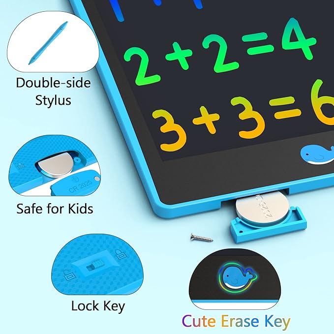 Hockvill LCD Writing Tablet for Kids 8.8 Inch, Toys for Girls Boys Drawing Pad for 3 4 5 6 7 Year Old Kids Toys, Children’s Day Gift Toddler Doodle Board Travel Essentials, Birthday Gift for Children-BubblyBeeBaby