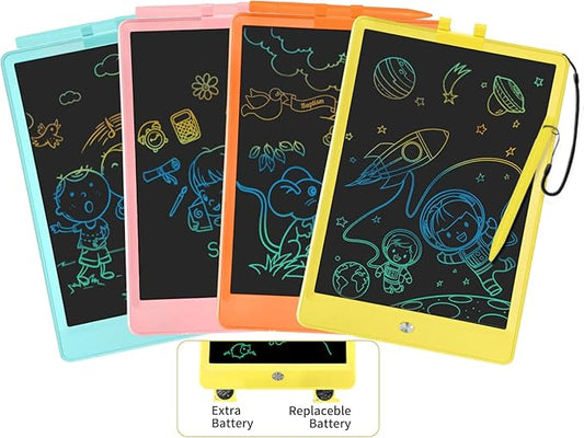 10 Inch LCD Writing Tablet for Kids 4 Pack Reusable Drawing Pad Colorful Toddler Writing Board Electronic Drawing Tablet Educational and Learning Toys for 3-8 Years Old Boys Girls-BubblyBeeBaby