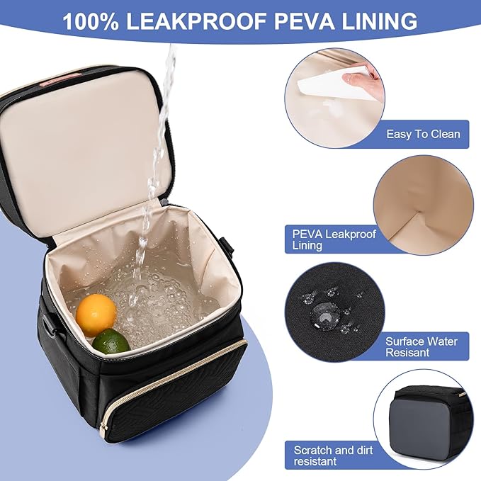 Insulated Breastmilk Cooler Bag with Ice Pack - Holds 6x9oz Bottles, Leakproof Double Layer, Baby Bottle Cooler Bag with Adjustable Strap for Nursing Moms, Daycare & Travel-BubblyBeeBaby