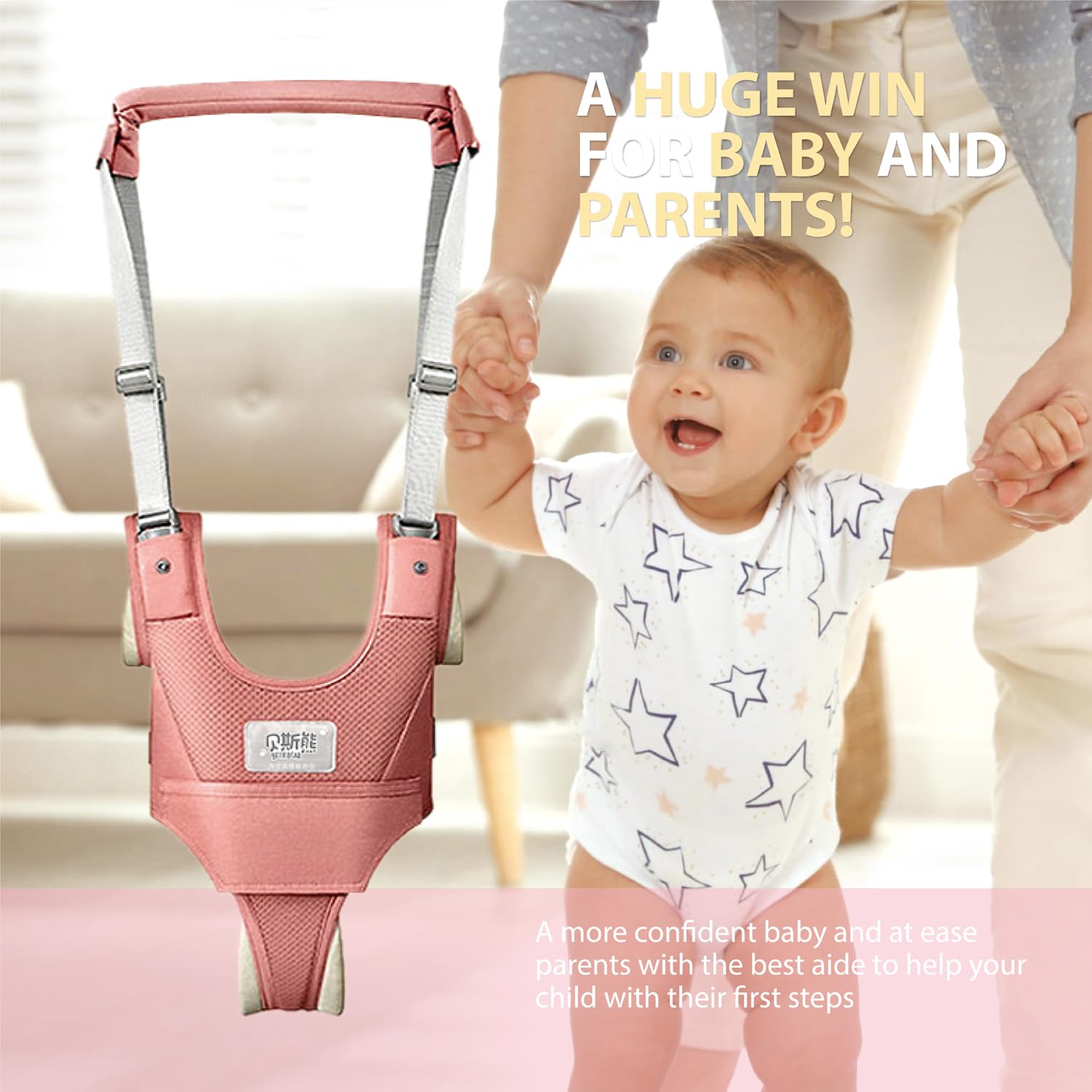 Baby Walking Harness-Handheld Assistant Belt- Toddler Infant Walking Aid for Trainer & Support 7-24 Month Old (summer-Pink-1819)