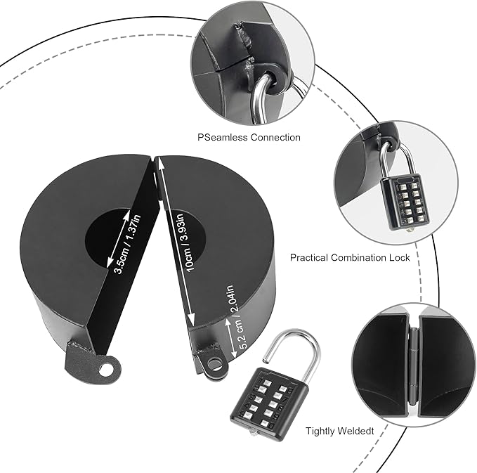 2 Pack Door Knob Lockout Device with Padlock,Temporary Door Handle Lock Cover for Dementia Patients/Child Proof, Outdoor Water Faucet Lock Cover - Black-BubblyBeeBaby
