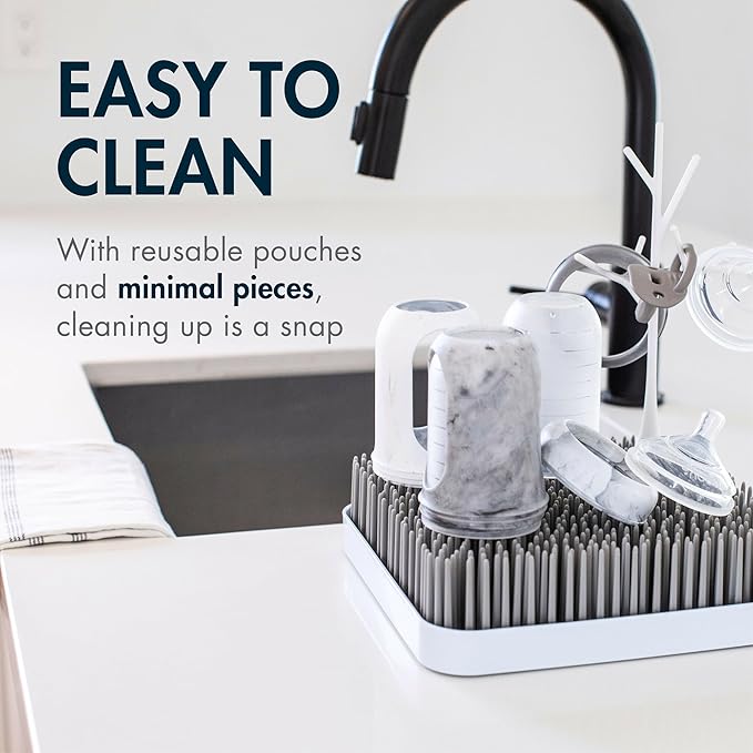 Boon Nursh Reusable Silicone Pouch Baby Bottles - Medium Flow Nipple - Silicone Baby Bottle Pouch and Nipple - Baby Feeding Essentials - Tie Dye - 3-6 Months - 3 Count - 8 Ounce-BubblyBeeBaby