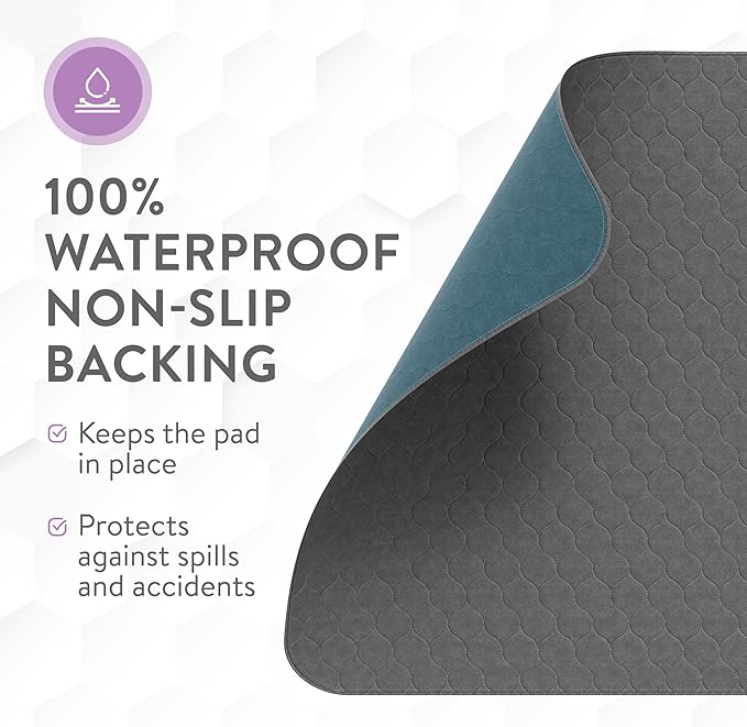 Inspire Underpads | Stain Hiding Gray Reusable Incontinence Bed Pads | Waterproof Mattress Pad | for Adults Babies and Dogs (34 X 52)-BubblyBeeBaby