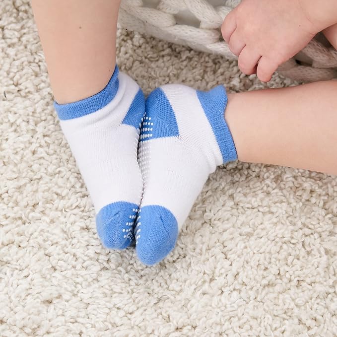 Zaples Baby Non Slip Grip Ankle Socks with Non Skid Soles for Infants Toddlers Kids Boys Girls-BubblyBeeBaby