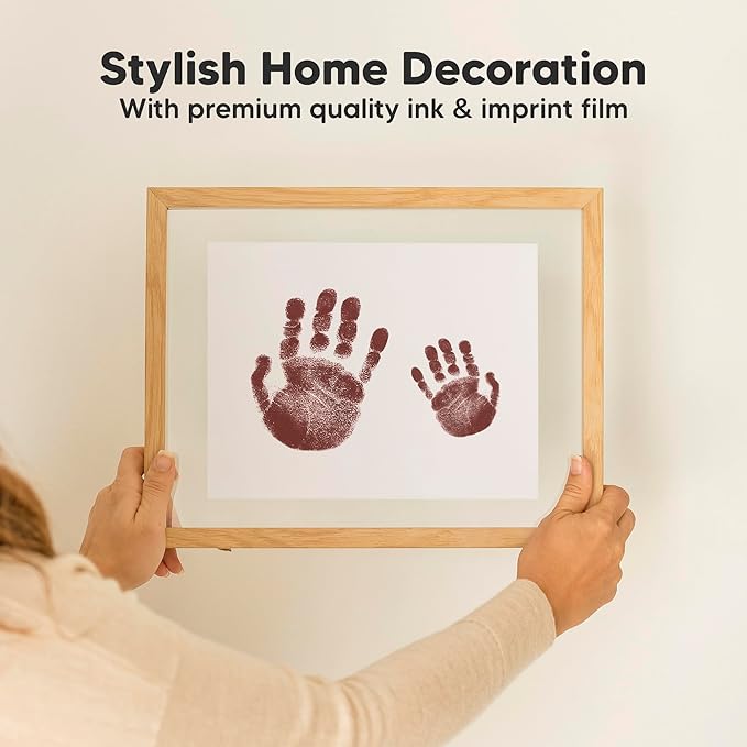 1-Pack Inkless Baby Hand and Footprint Kit - Mess Free Ink Pad for Newborn Keepsake, Dog Nose & Paw Print Kit, Clean Touch Ink Pad for Baby Hand & Footprints, Ideal New Mom Gifts(Auburn, Jumbo)-BubblyBeeBaby