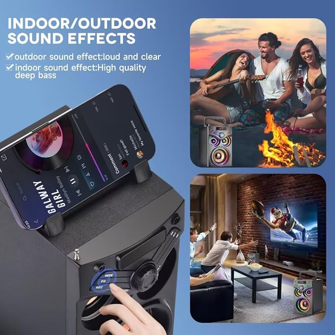 Karaoke Machine,Portable Bluetooth Karaoke Speaker with 2 Wireless Microphone for Adults Kids,with 20W(Peak) Speaker,Handle &RGB Lights,Supports TF Card/USB/Aux in/TWS,for Home,Party-BubblyBeeBaby