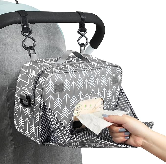 Accmor Stroller Organizer, Universal Stroller Organizer with Insulated Cup Holder Pocket, Dual Purpose Large Capacity Stroller Bag Caddy, Stroller Accessories Fits for Uppababy, Doona, Nuna Strollers-BubblyBeeBaby