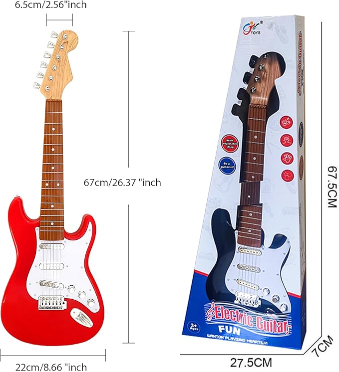 26 Inch Guitar Toy for Kids,Portable Guitar Toy Musical Instrument Toy, Educational Learning Musical Instrument Toy for Ages 3-12 Children Birthday Present for Beginner Children Boys Girls-BubblyBeeBaby