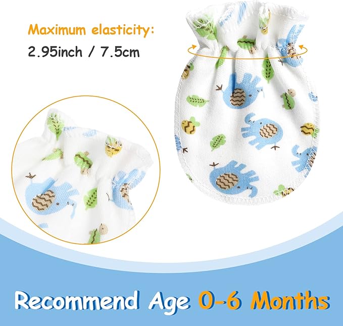 Geyoga 24 Pairs Newborn Baby Boy Girl Mittens 0-6 Months Newborn No Scratch Mittens Soft Elastic Infant Baby Gloves-BubblyBeeBaby