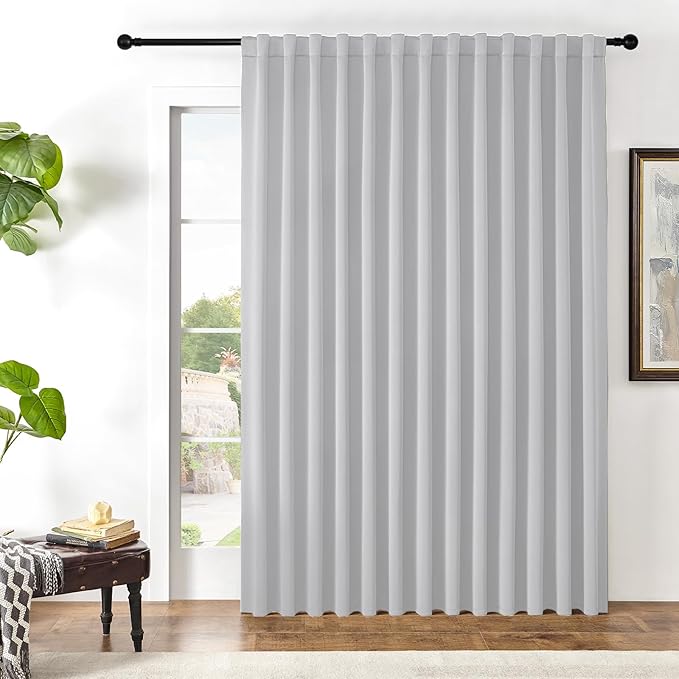 Joydeco Custom Blackout Curtains for Bedroom, 1 Panel Room Darkening Curtains & Drapes for Living Room Window Rod Pocket Back Tab (Custom Size,Greyish White)-BubblyBeeBaby