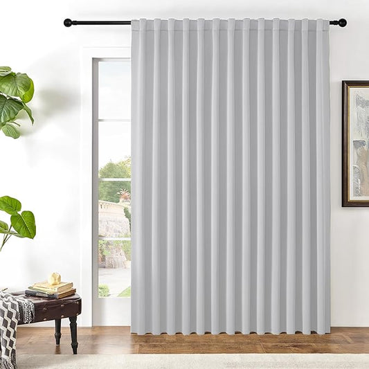 Joydeco Custom Blackout Curtains for Bedroom, 1 Panel Room Darkening Curtains & Drapes for Living Room Window Rod Pocket Back Tab (Custom Size,Greyish White)-BubblyBeeBaby