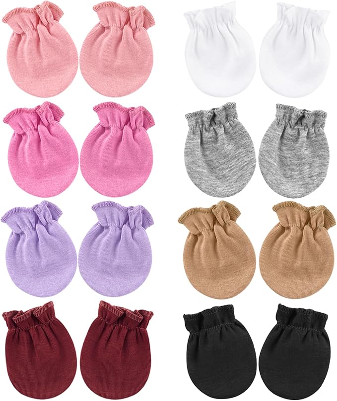 BQUBO Newborn Infant Toddler Mittens No Scratch Cotton Elastic Wrist Gloves Hypoallergenic for 0-6 Months Baby Boys Girls-BubblyBeeBaby