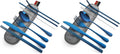 DEVICO Portable Utensils, Travel Camping Cutlery Set, 8-Piece including Knife Fork Spoon Chopsticks Cleaning Brush Straws Portable Case, Stainless Steel Flatware set (Blue) (Pack of 2)