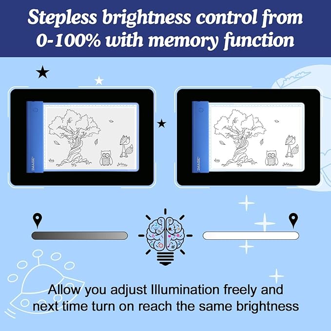 IMAGE Light Up Tracing Pad Blue Drawing Tablet Coloring Board for Kids Children Gift for Boys Girls (Includes 10 Traceable Sheets and Two Clips)-BubblyBeeBaby
