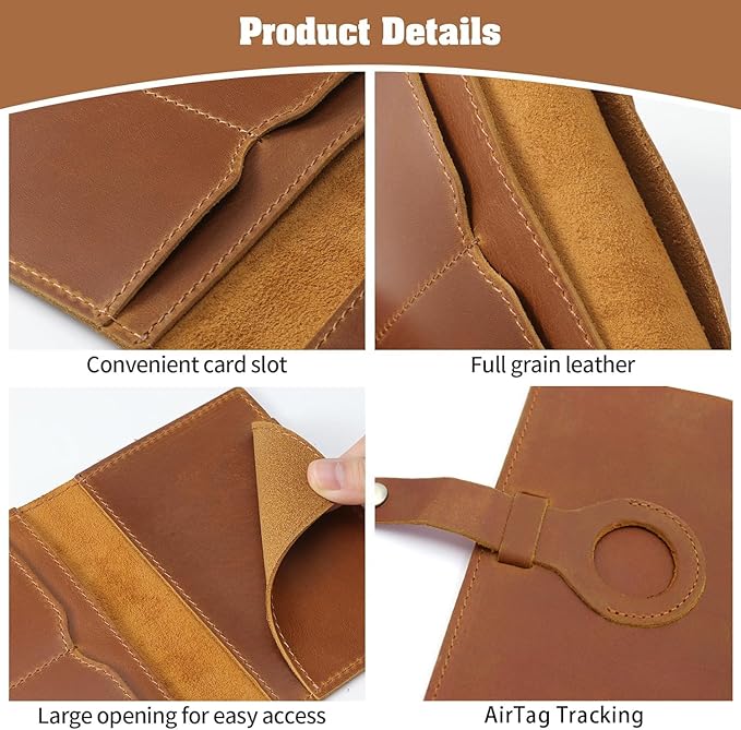 Jack&Chris Genuine Leather Passport Holder For Travel, RFID Blocking Handmade Passport Holder with Card Case Organized & Safe, Quality Travel Essentials for Women and Men for Gifting, Light Brown-BubblyBeeBaby