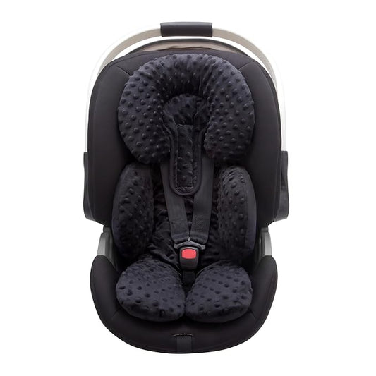 Pro Goleem Infant Car Seat Insert, Babybody Support for Toddler, Soft Minky Preemie Car Seat Insert, 2-in-1 Reversible, Perfect for Carseats, Strollers, Swings, Black-BubblyBeeBaby
